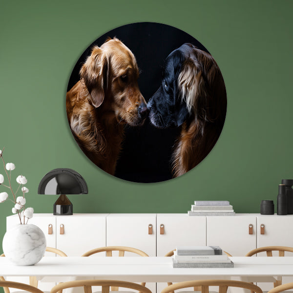 Twee honden raken elkaar met de neus forex muurcirkel