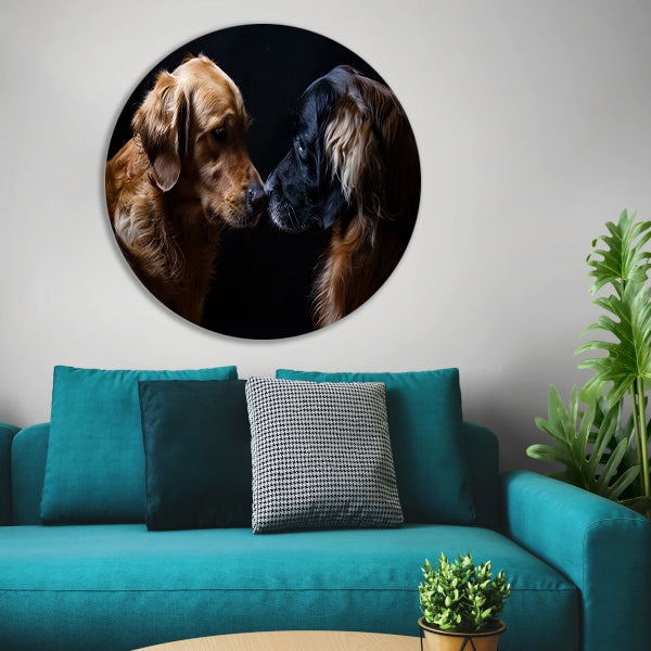 Twee honden raken elkaar met de neus forex muurcirkel