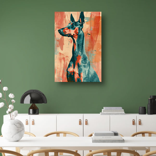 Abstract schilderij van een kleurrijke hond canvas
