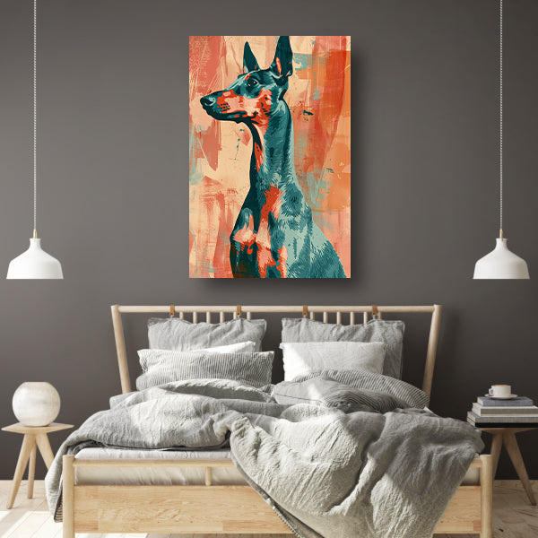 Abstract schilderij van een kleurrijke hond canvas