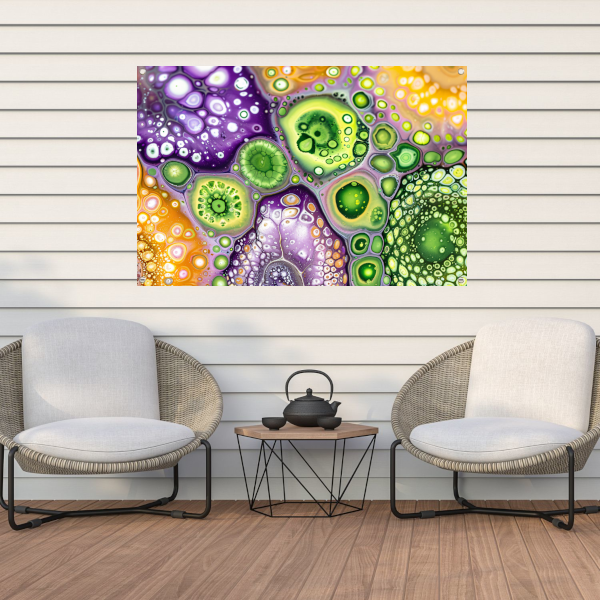 Abstract kunstwerk met kleurrijke patronen tuinposter