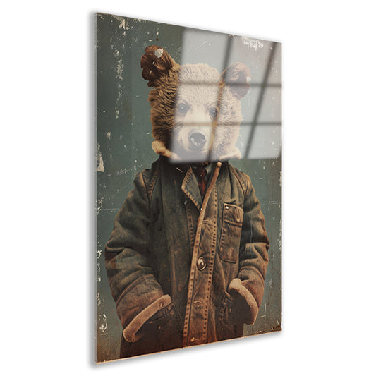 Beer met vintage jas portret acrylglas