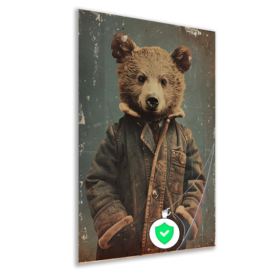 Beer met vintage jas portret poster