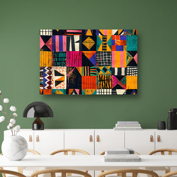 Abstract geometrisch kunstwerk in levendige kleuren poster