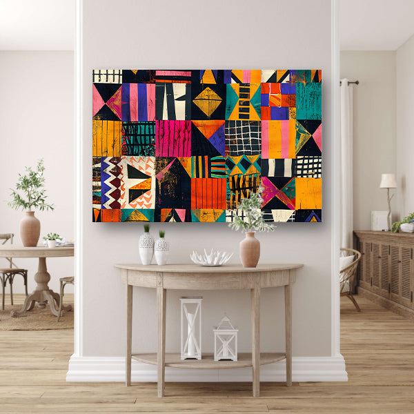Abstract geometrisch kunstwerk in levendige kleuren poster