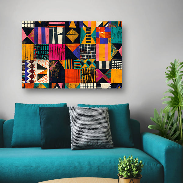 Abstract geometrisch kunstwerk in levendige kleuren poster