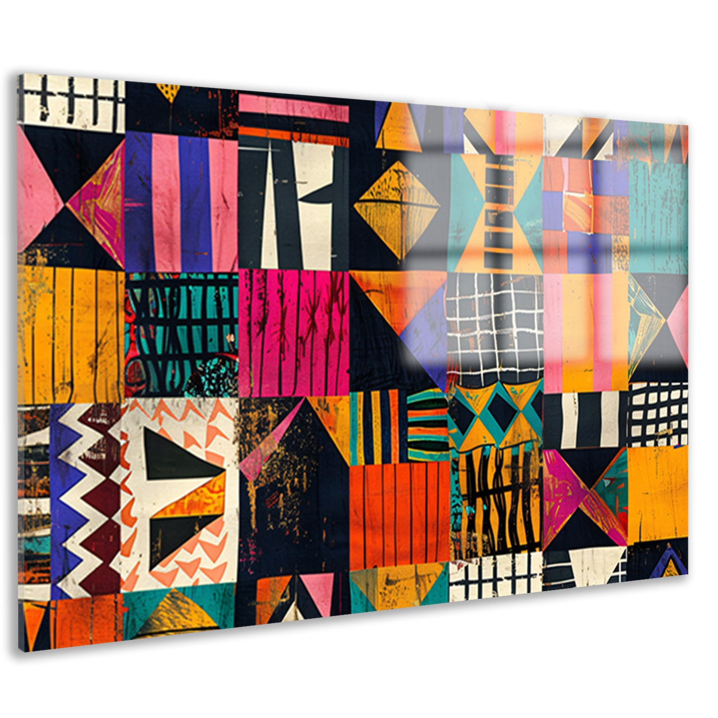 Abstract geometrisch kunstwerk in levendige kleuren acrylglas