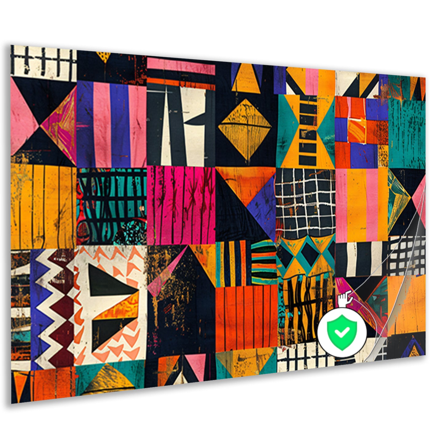 Abstract geometrisch kunstwerk in levendige kleuren poster