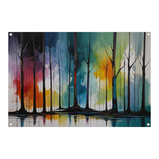 Seizoenen van Kleur: Abstract Bos Tafereel tuinposter
