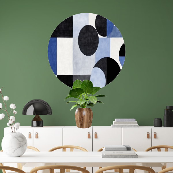 Blauwe Cirkels in Monochrome Tinten forex muurcirkel