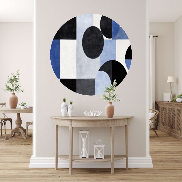 Blauwe Cirkels in Monochrome Tinten forex muurcirkel