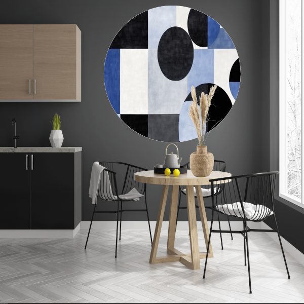 Blauwe Cirkels in Monochrome Tinten forex muurcirkel