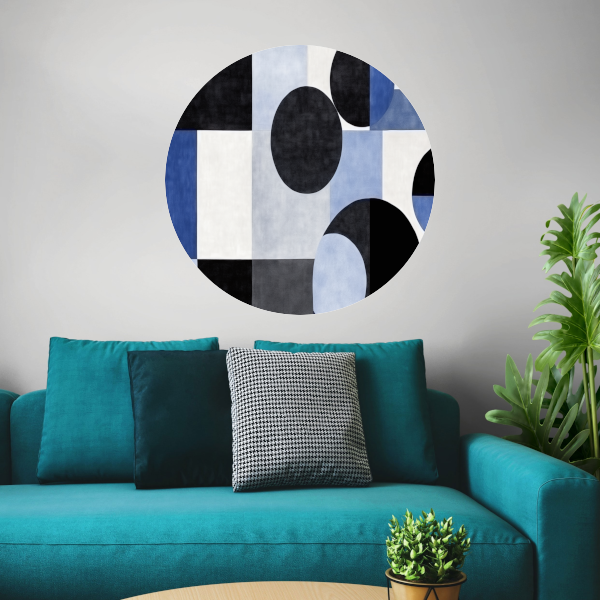 Blauwe Cirkels in Monochrome Tinten forex muurcirkel