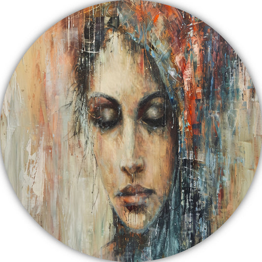 Vrouw Overmand door Emotionele Chaos aluminium muurcirkel