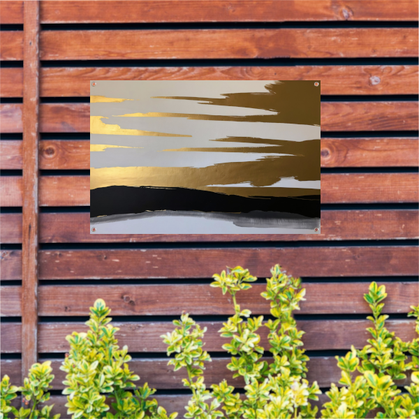 Abstracte Horizon in Goud en Zwart tuinposter
