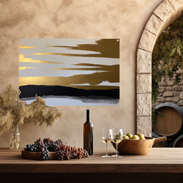 Abstracte Horizon in Goud en Zwart tuinposter