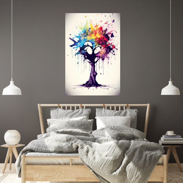 Abstracte Boom met Kleurrijke Vlinders poster