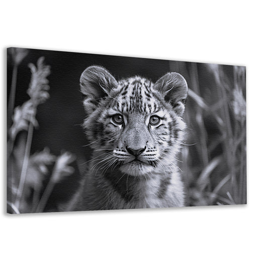 Zwart-wit foto van een jonge welp canvas
