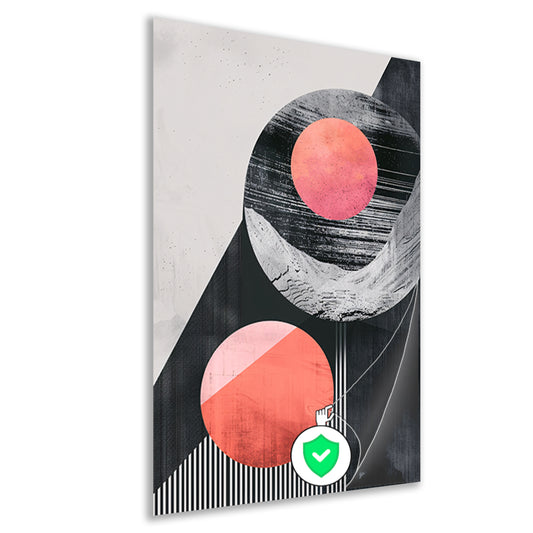 Abstract Vormen in Roze en Zwart poster