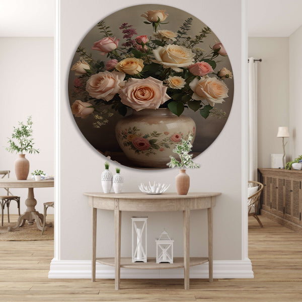 Vintage vaas met romantische rozen forex muurcirkel