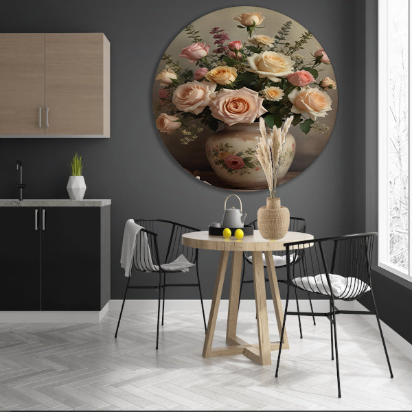 Vintage vaas met romantische rozen forex muurcirkel