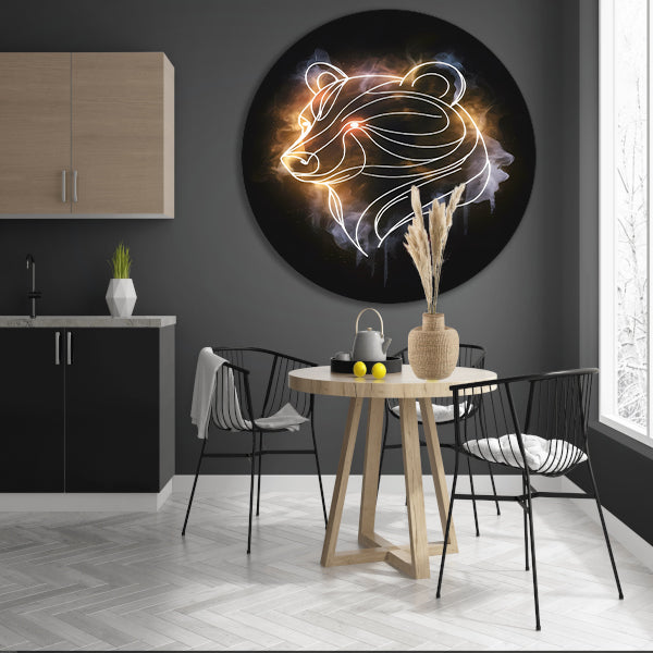 Abstracte Beer met Kosmische Achtergrond aluminium muurcirkel