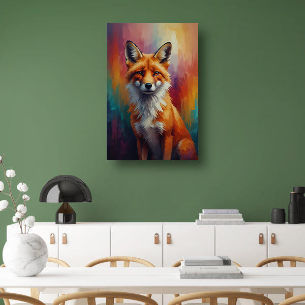 Expressieve Vos in Levendige Kleuren canvas