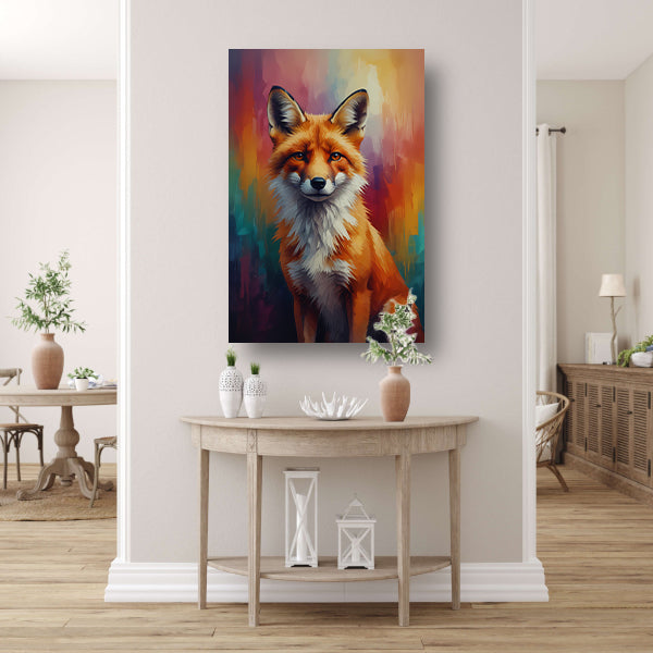 Expressieve Vos in Levendige Kleuren canvas