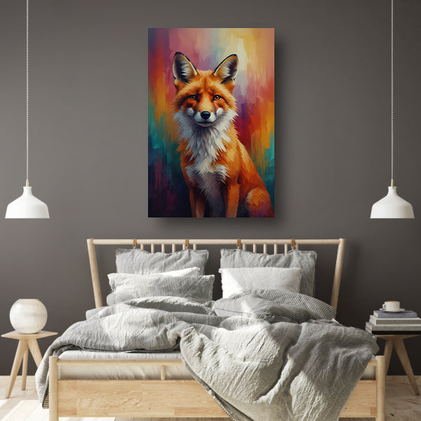Expressieve Vos in Levendige Kleuren canvas