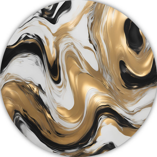 Dynamische Golvende Gouden Abstractie aluminium muurcirkel