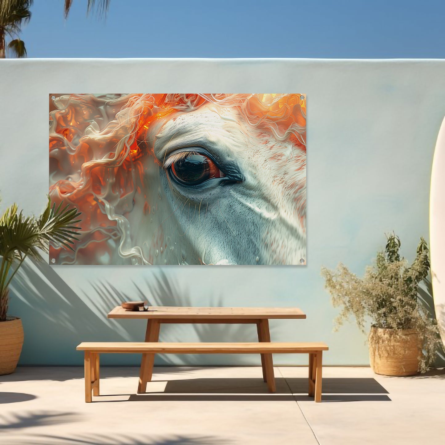 Oog omringd door vurige gloed tuinposter