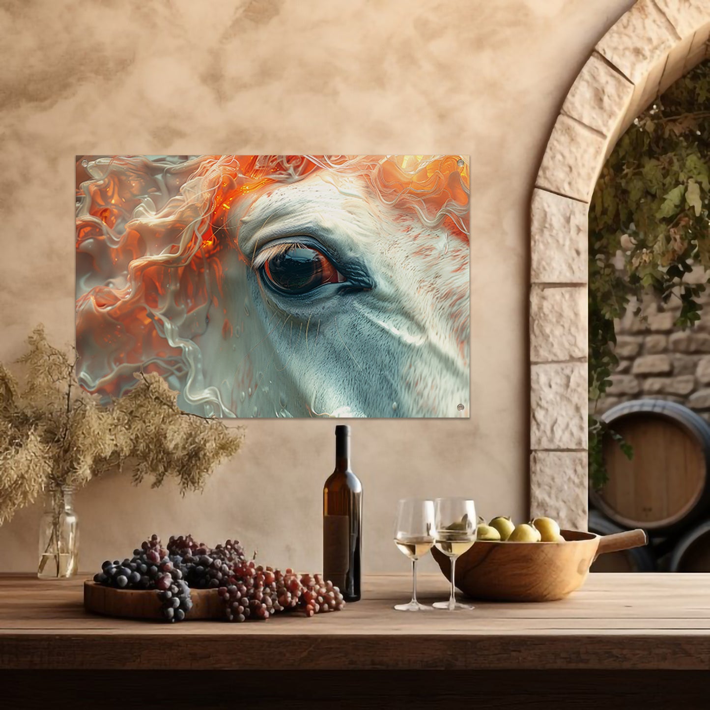 Oog omringd door vurige gloed tuinposter