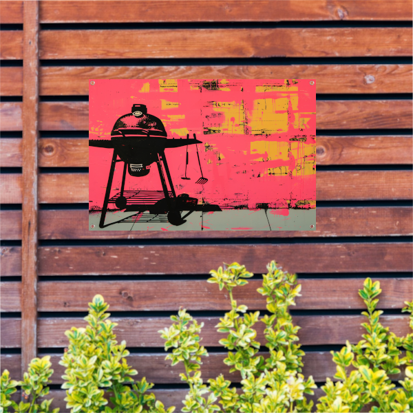 Roze Muur Barbecue tuinposter