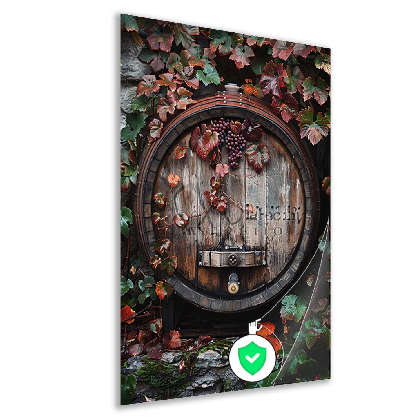 Klassiek van wijnvat met druiven. poster