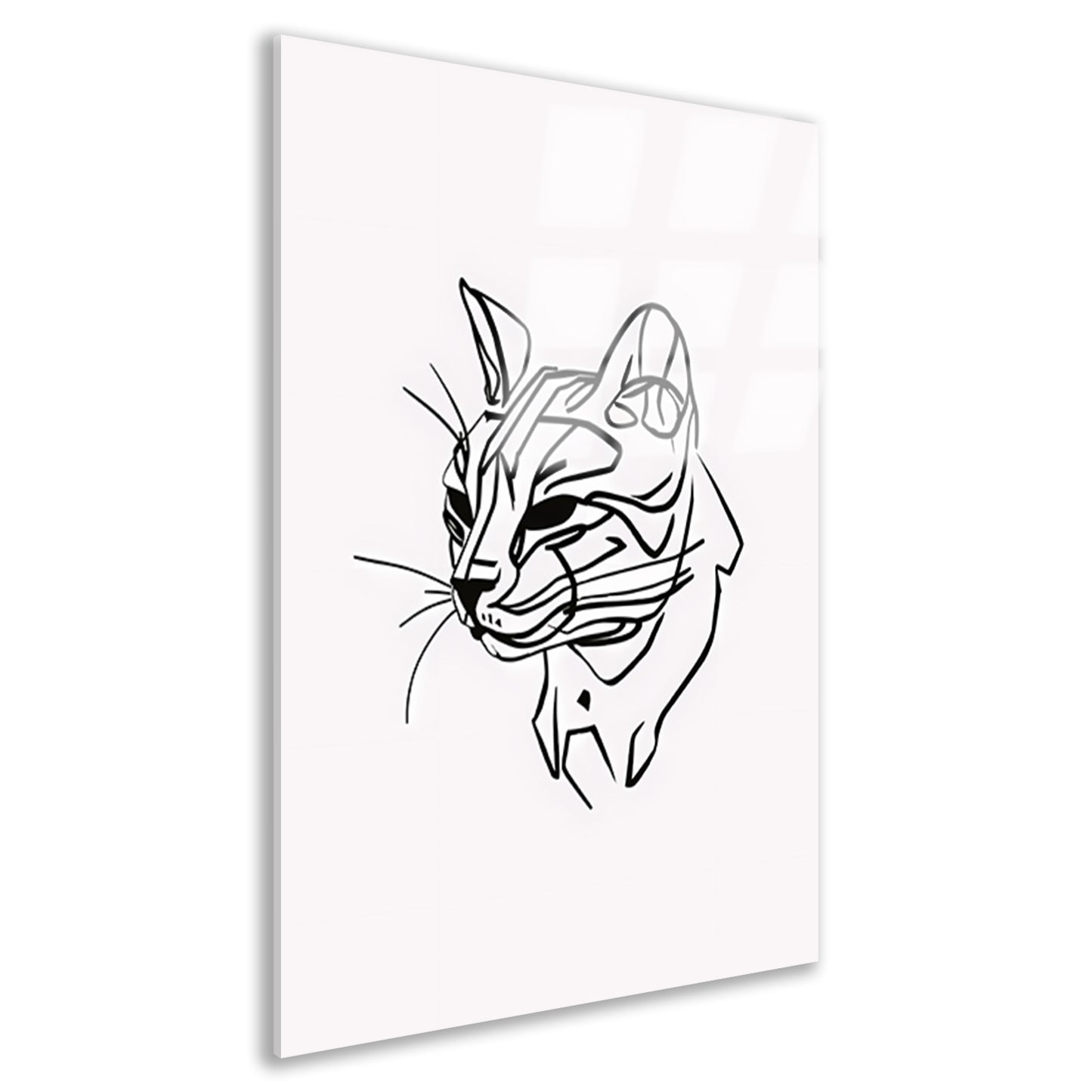 Zwart-witte Abstracte Kattenlijntekening acrylglas