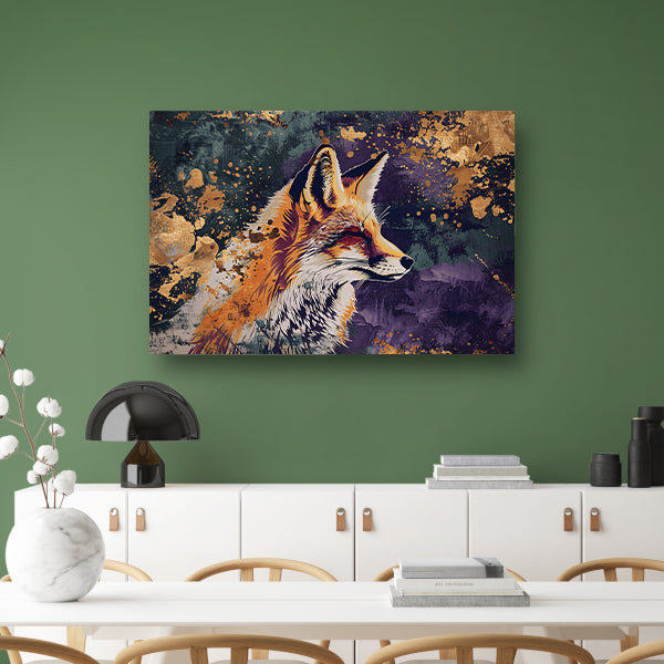 Schilderij van een vos met abstracte details poster