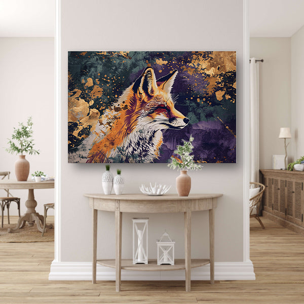 Schilderij van een vos met abstracte details poster