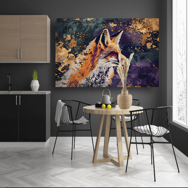 Schilderij van een vos met abstracte details poster