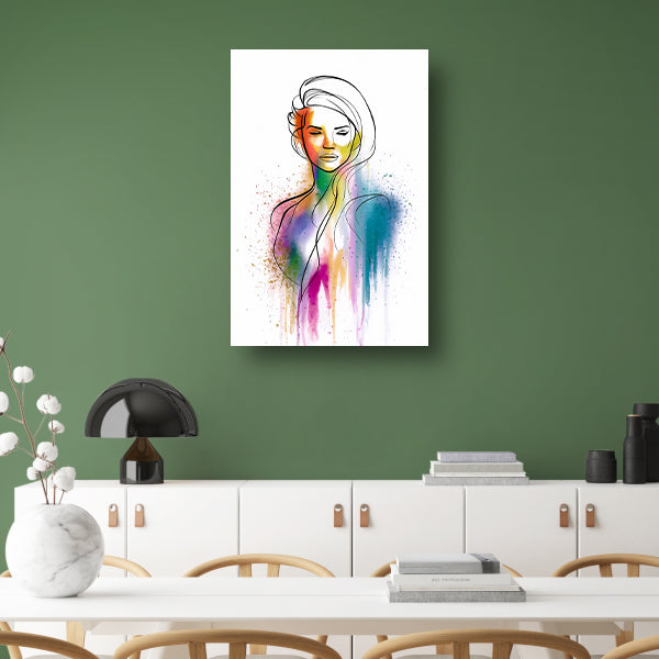 Abstract Kleurrijk Portret van een Vrouw canvas