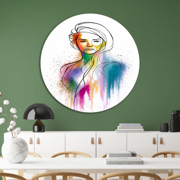 Abstract Kleurrijk Portret van een Vrouw forex muurcirkel
