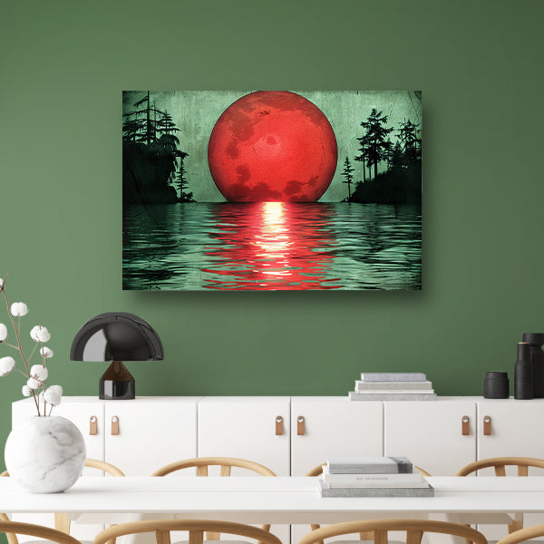 Rode zonsondergang boven serene wateren canvas