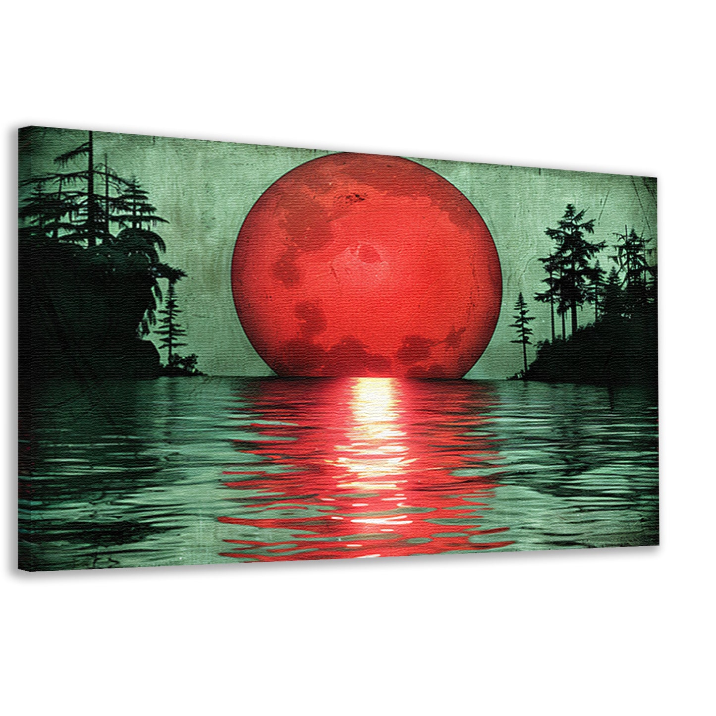 Rode zonsondergang boven serene wateren canvas