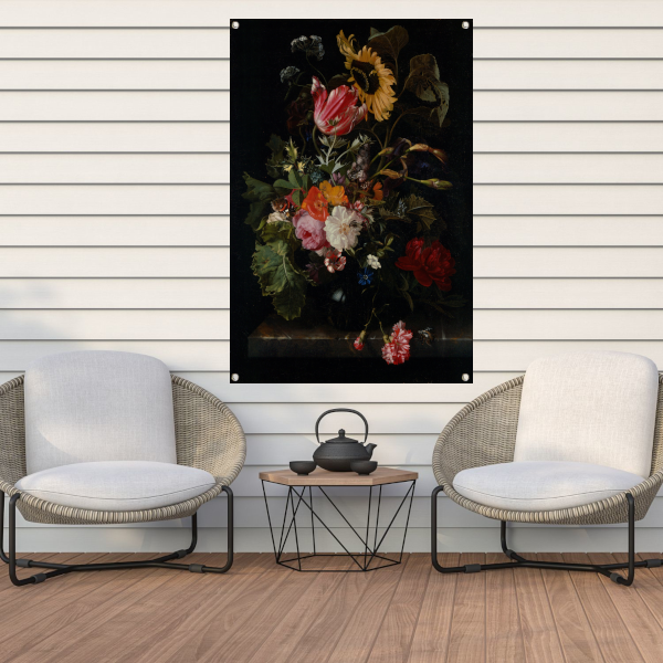 Boeket bloemen in een vaas - Maria van Oosterwyck tuinposter