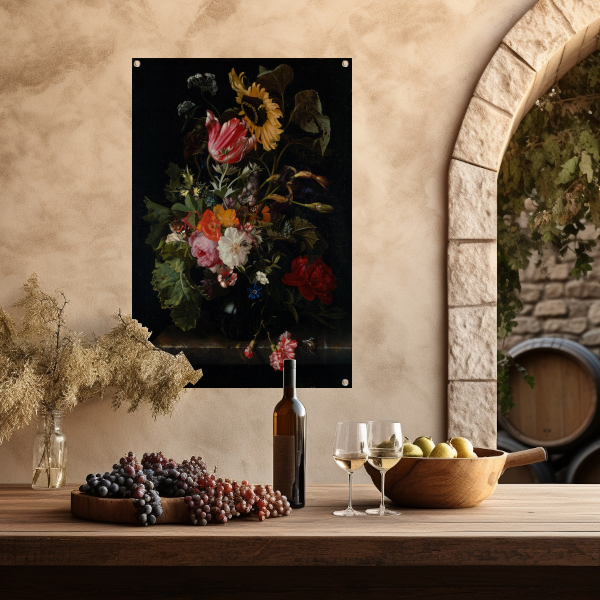 Boeket bloemen in een vaas - Maria van Oosterwyck tuinposter