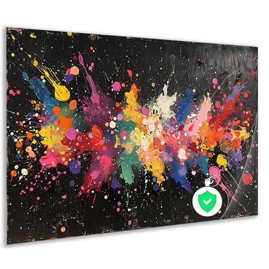 Abstract Verfexplosie op Zwart poster