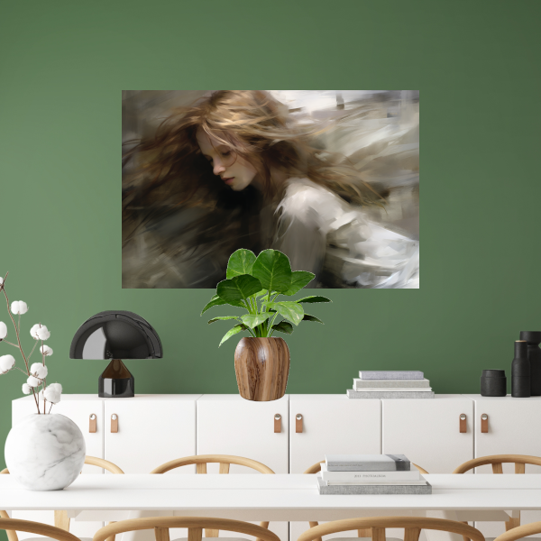 Vrouw in Beweging Bruin Beige canvas