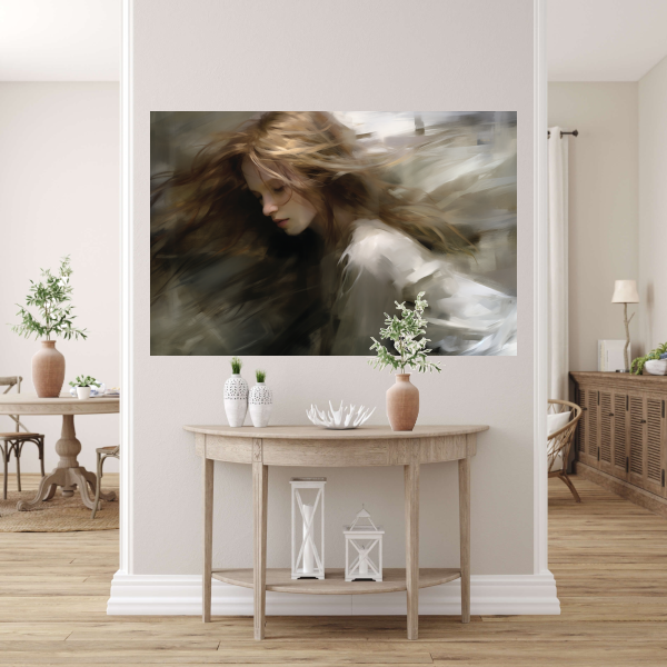 Vrouw in Beweging Bruin Beige canvas
