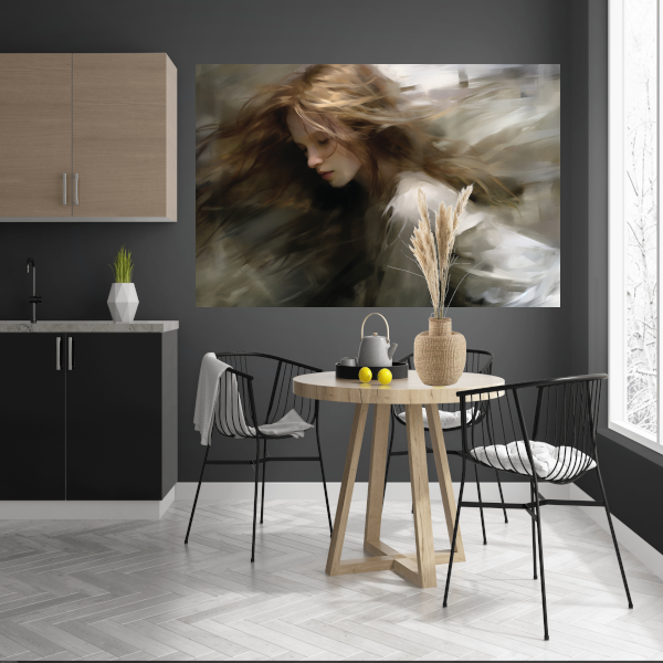 Vrouw in Beweging Bruin Beige canvas