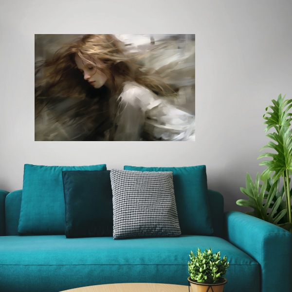 Vrouw in Beweging Bruin Beige canvas