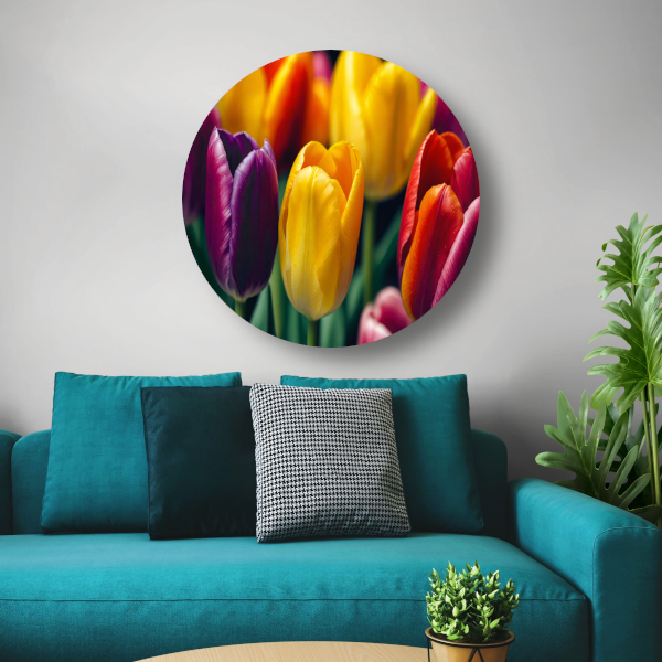 Vernieuwende Lente met Kleurrijke Tulpen forex muurcirkel